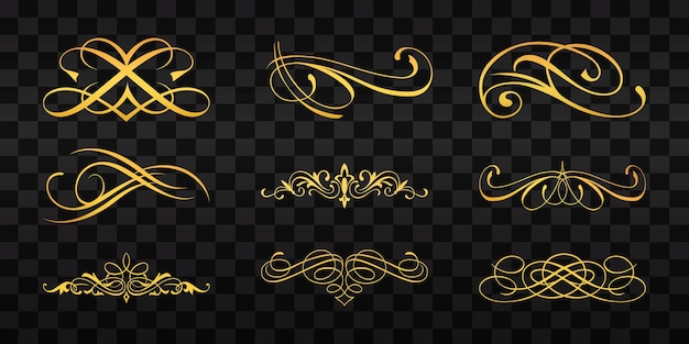 PSD luxury decorative underline design on transparent background