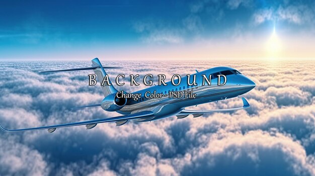 Luxury design private jet flying over the clouds AI generated image