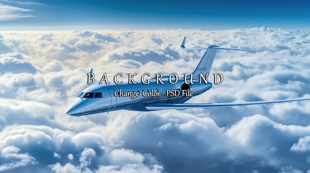 Luxury design private jet flying over the clouds AI generated image