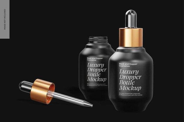 Luxury Dropper Bottles Mockup, Opened and Closed