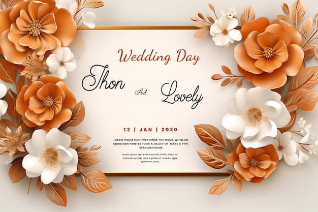 Luxury floral wading card invitation template design