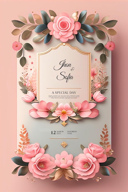 luxury and floral wedding card template design