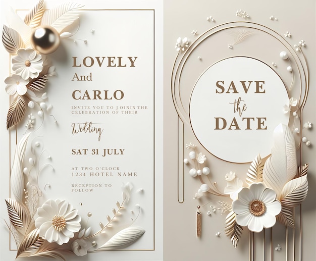 Luxury floral wedding invitation template design