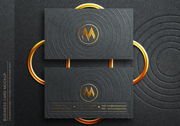 Luxury front and back view business card mockup with realistic gold style card mockup