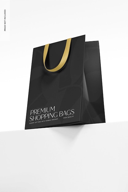 Luxury Gift Bag with Handle Mockup, Low Angle View