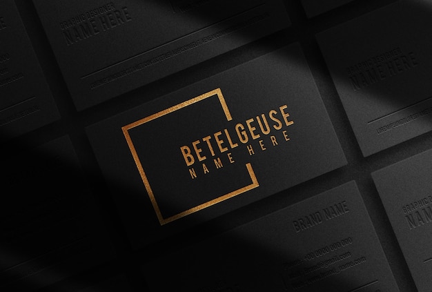 Luxury gold embossed black business card mockup