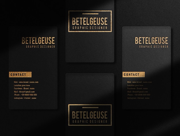 luxury gold embossed business card logo mockup top view