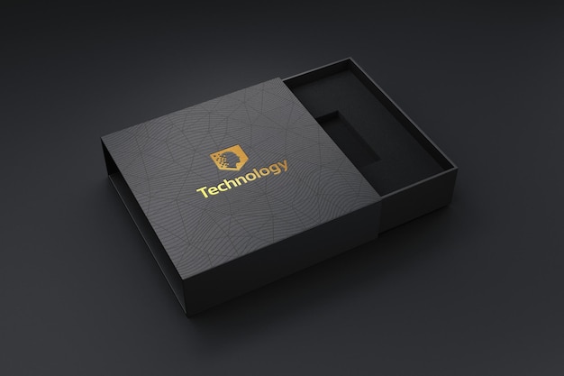 Luxury gold foil logo mockup on the black box