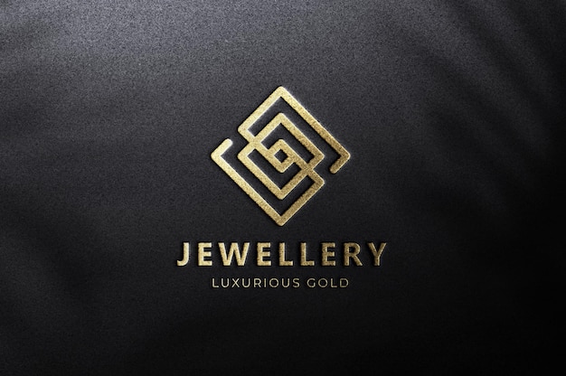 Luxury Gold foiled logo mockup on black background