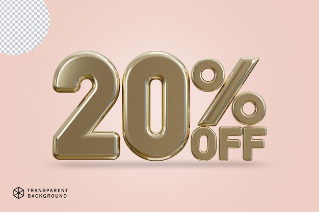 PSD luxury golden 20 percent discount typography 3d render