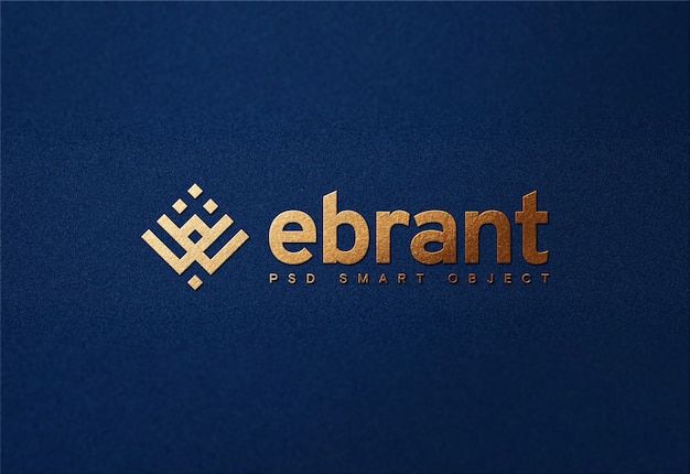 Luxury golden logo mockup on blue paper