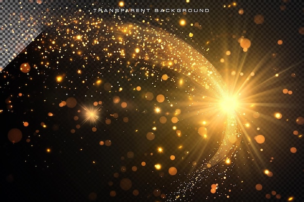 luxury golden magical particles in transparent background