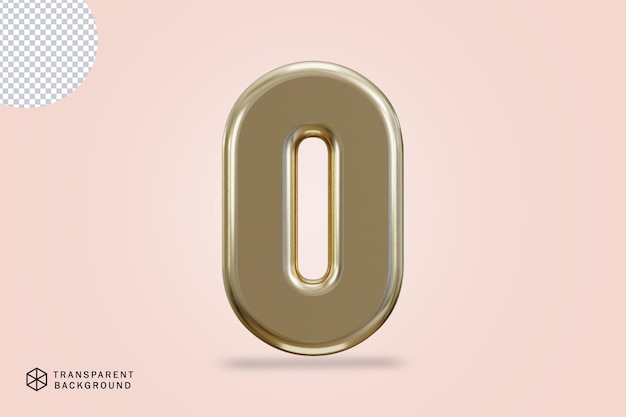 PSD luxury golden number 0 typography 3d render