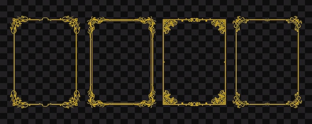 PSD luxury golden ornament frame on transparent background