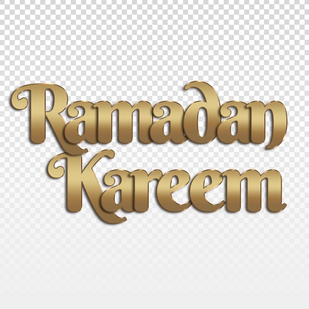 Luxury golden ramadan kareem text on a transparent background for text style ramadan