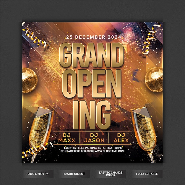 Luxury grand opening party flyer template