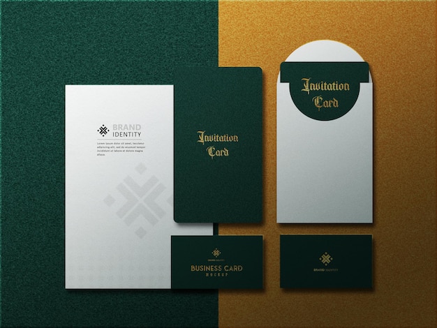 Luxury green Office stationery mockup set