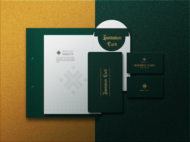 Luxury green Office stationery mockup set