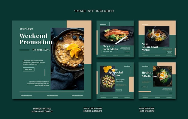 Luxury healthy food social media template