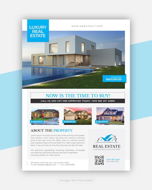 PSD luxury house for sale real estate flyer template design