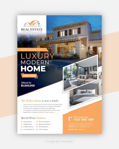 Luxury house for sale Real Estate Flyer template design