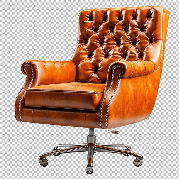 PSD luxury leather office chair on white background