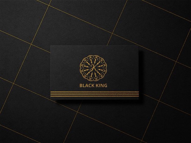 Luxury letterpress gold foil logo mockup on black paper