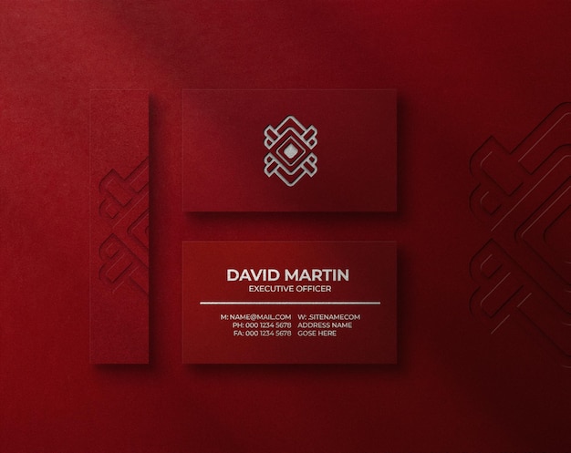 Luxury letterpress logo mockup on business card