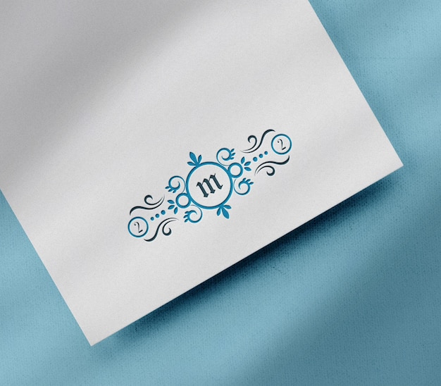 Luxury letterpress logo mockup on white paper