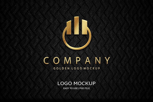 Luxury logo gold mockup wall textured