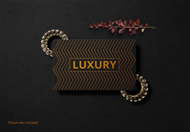 Luxury logo mockup black paper gold foil