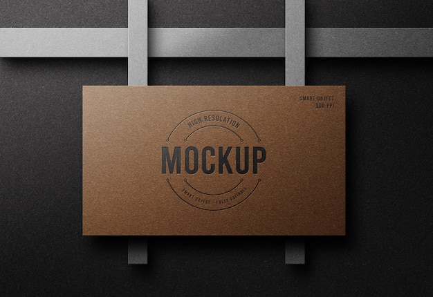 Luxury logo mockup on business card  with letterpress effect