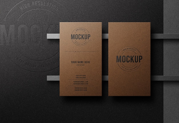 Luxury logo mockup on business card  with letterpress effect