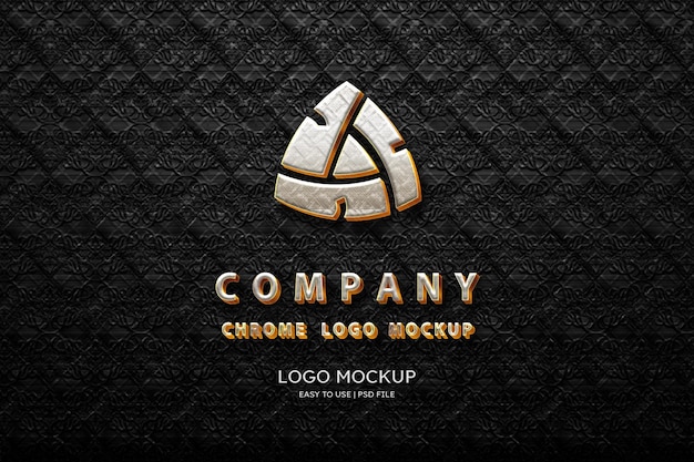 Luxury logo mockup chrome 3D style