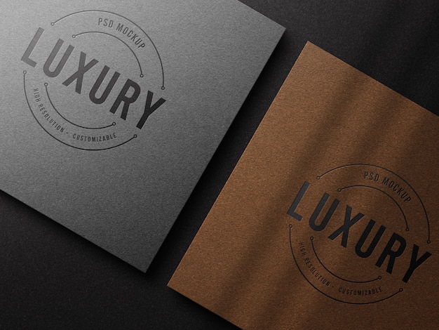 Luxury Logo mockup on craft paper with letterpress effect