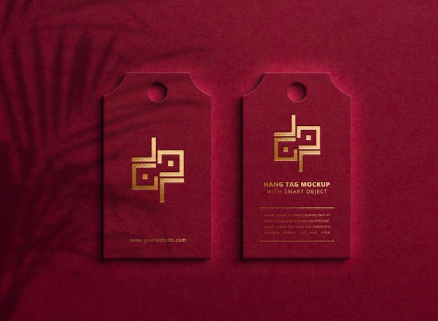 Luxury logo mockup on dark hang tag