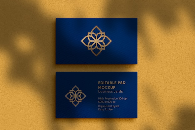 Luxury logo mockup embossed on business card mockup