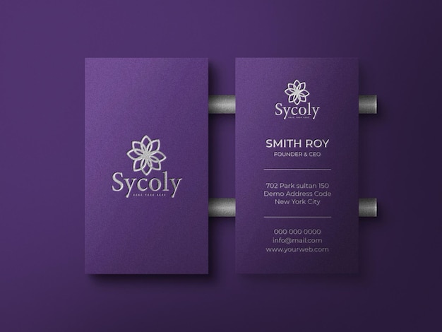 Luxury logo mockup on vertical business card