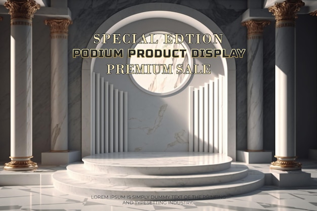 luxury marble podium stage display mockup for product presentation , scene product display showcase