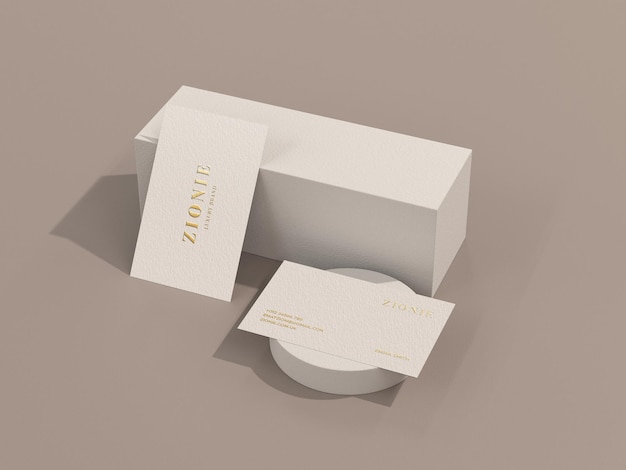 Luxury and Minimal Business Card Mockup with Gold Foil Print in 3d Scene