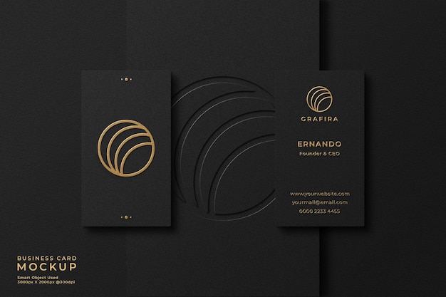 Luxury and modern dark business card logo mockup with embossed and debossed effect