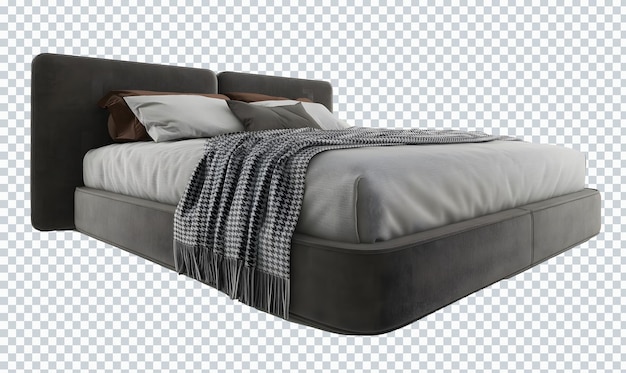 Luxury modern elegant gray brown bedding set, perspective