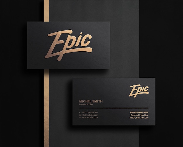 Luxury and modern logo mockup on dark business card