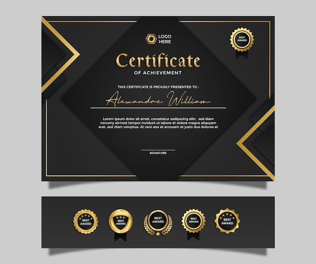 Luxury modern simple lanscape certificate of achievement design black gold 10