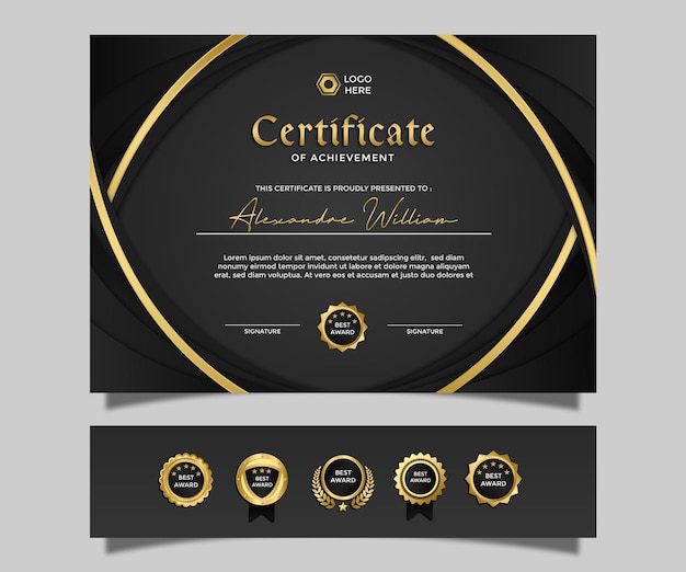 Luxury modern simple lanscape certificate of achievement design black gold 9