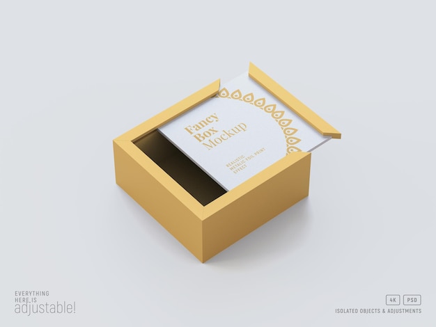 Luxury Open box mockup isolated perspective view