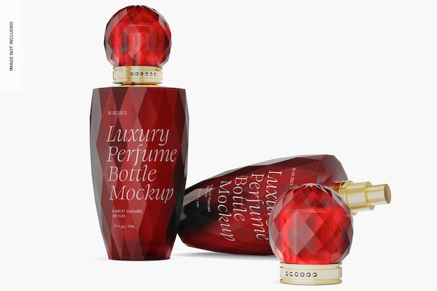 Luxury Perfume Bottles Mockup, Standing and Dropped