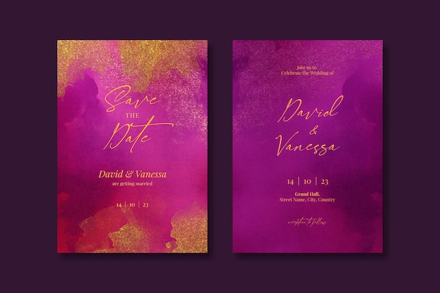 PSD luxury pink indian wedding invitation card template design