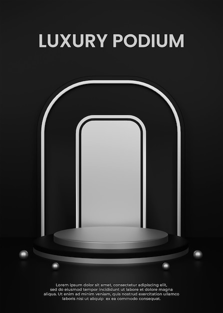 Luxury podium with color black and silver Premium Psd