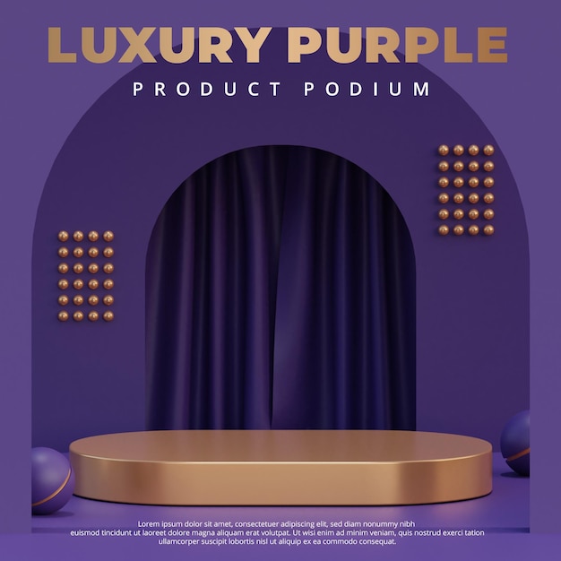 Luxury purple podium, 3d rendering